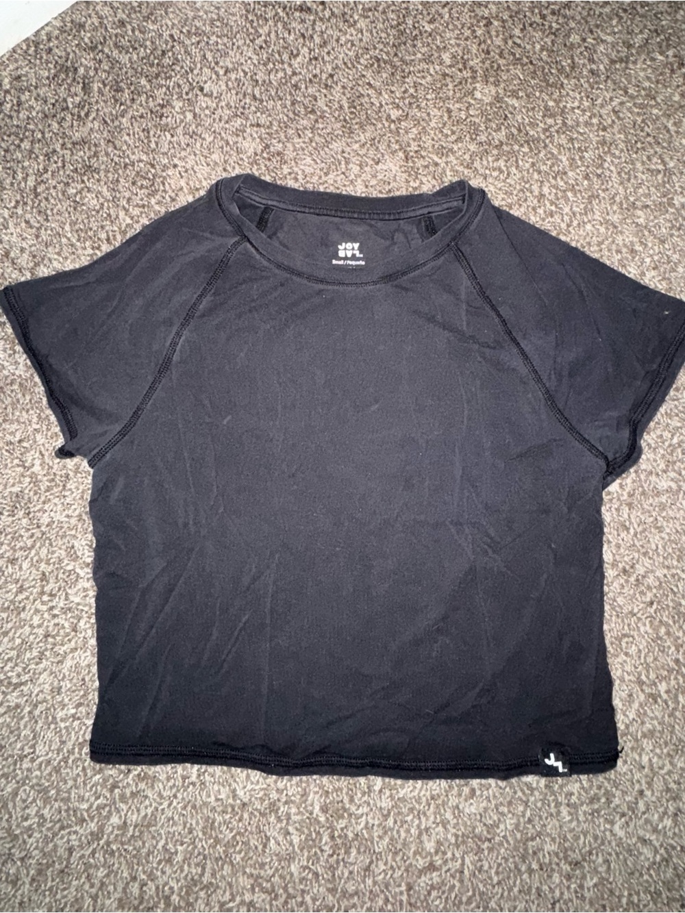 JoyLab Black Crewneck Short Sleeve Crop Tee